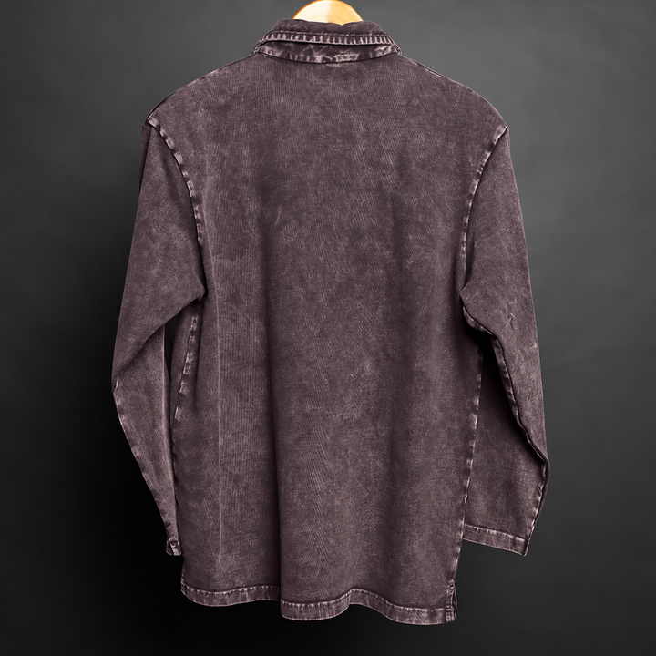 Walnut* Acid Wash Full Sleeve Polo Tee #68