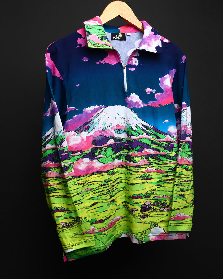 Fuji * Cotton Printed Full Sleeve Polo Tee#35