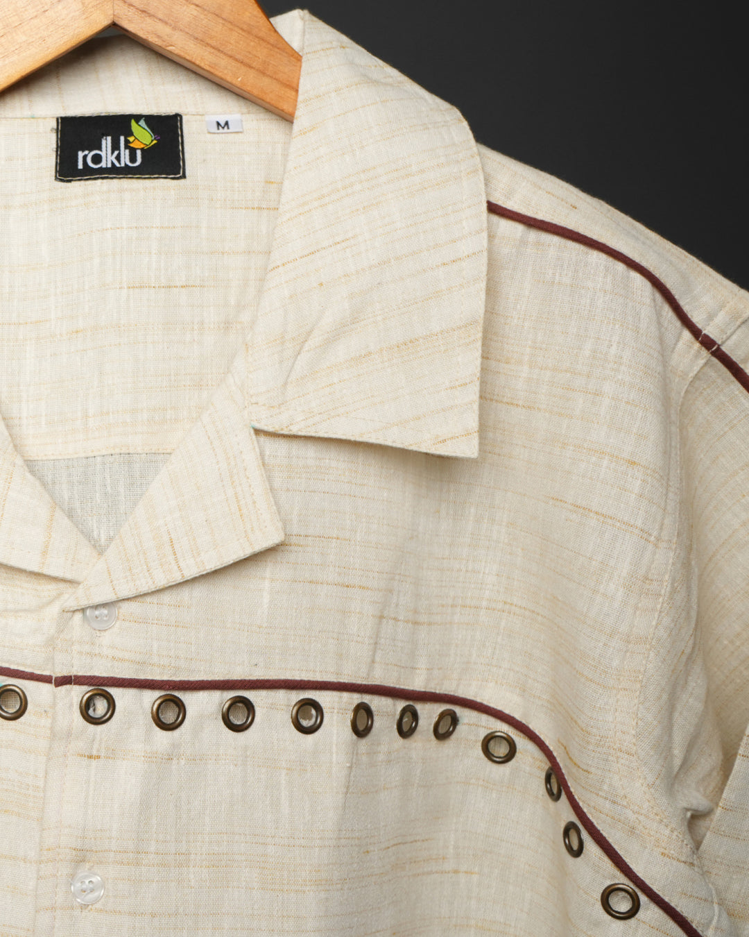Ivory* Eyelet Boxy Cuban shirt #198