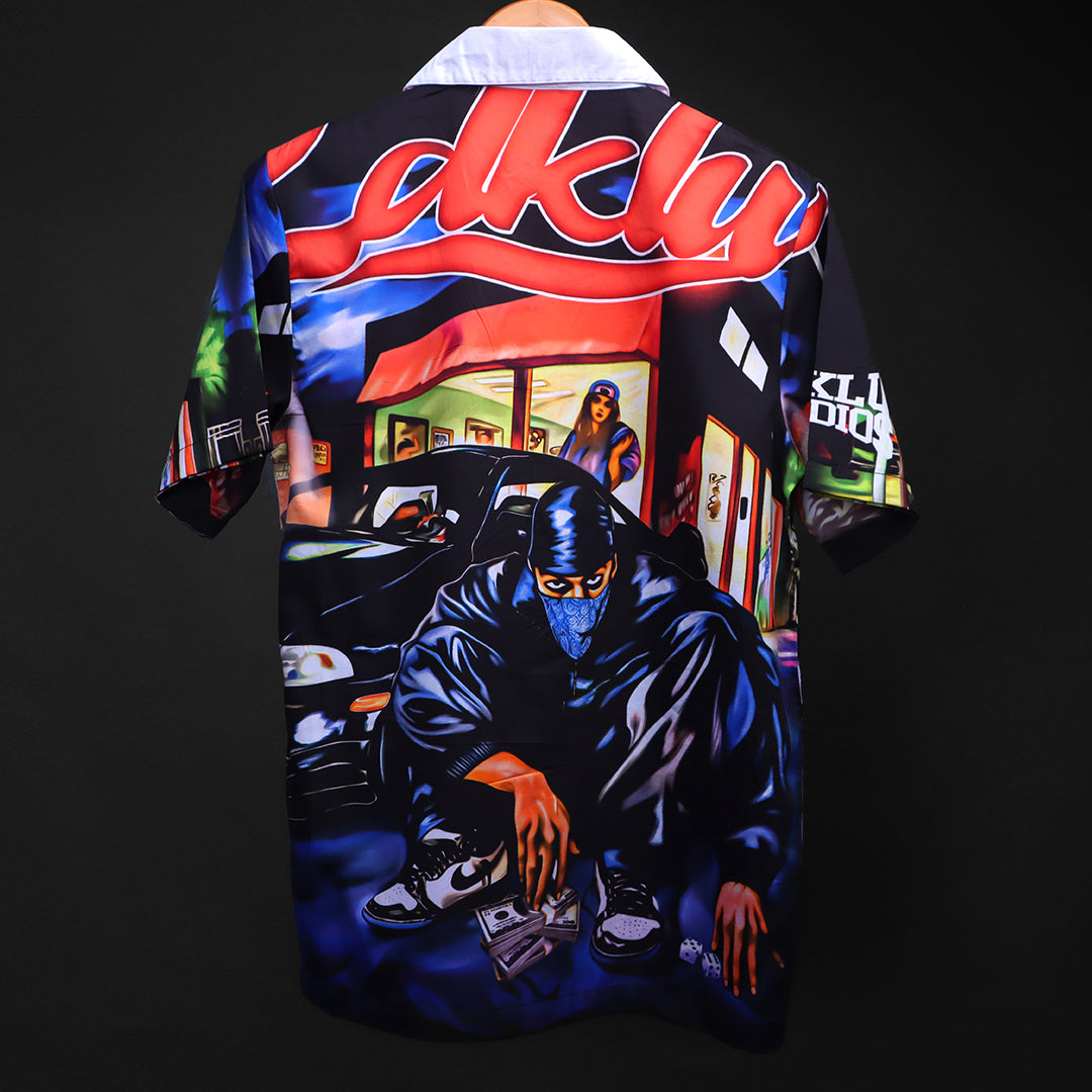 Printed Cuban Collar Shirt For Men #144