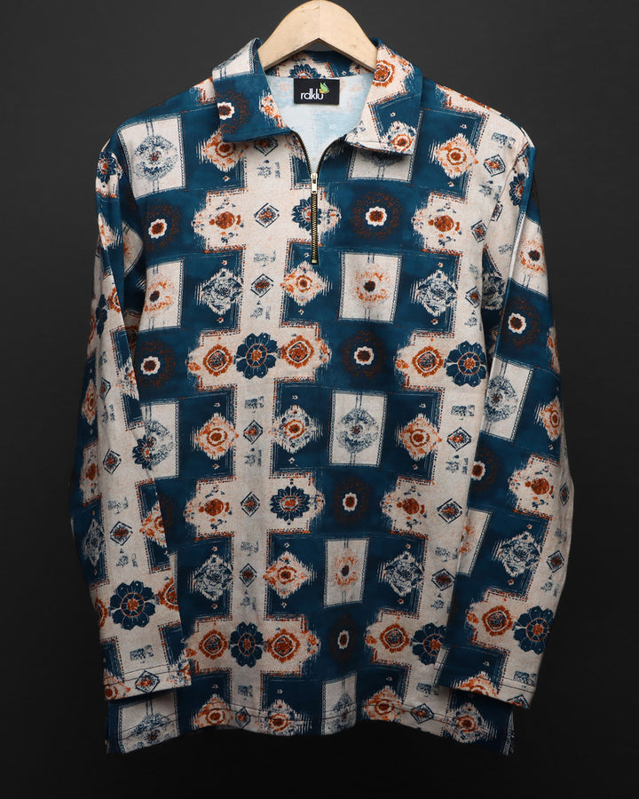 Cotton Printed Full Sleeve Polo Tee#33