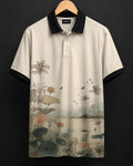 Mens Cotton Printed Polo Tee#59