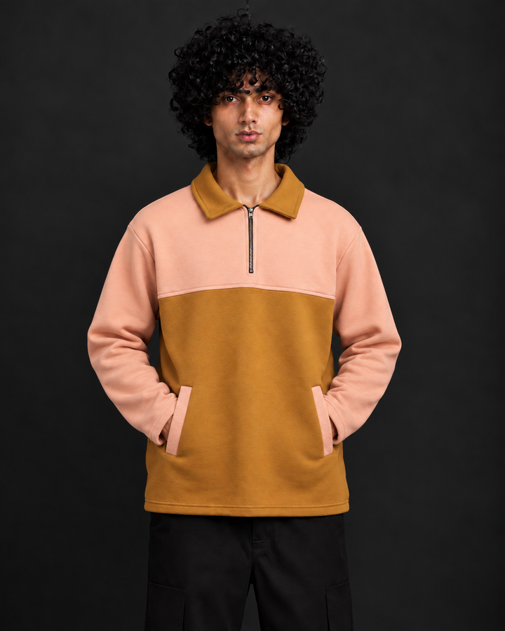 Peach Canyon* Colourblock  zipper Sweatshirt #15