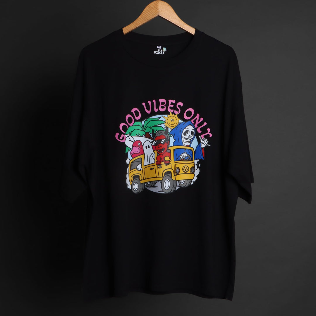 Printed Oversized Tee - GOOD VIBES MEN'S PRINTED OVER SIZE TEE#3
