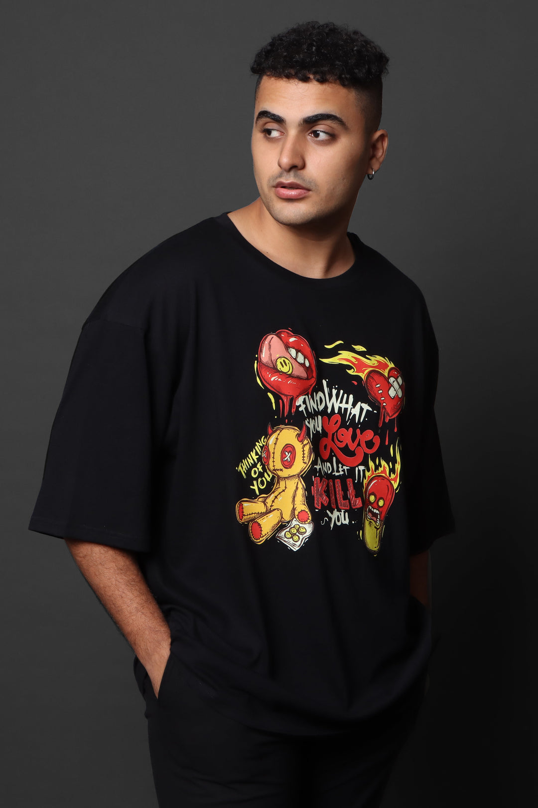 Printed Oversized Tee - MEN'S PRINTED OVER SIZE TEE#68