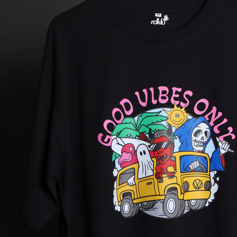 Printed Oversized Tee - GOOD VIBES MEN'S PRINTED OVER SIZE TEE#3
