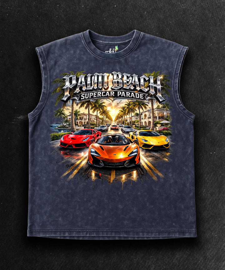 WASHED OUT RAW EDGE Printed* Sleeveless Vest#16