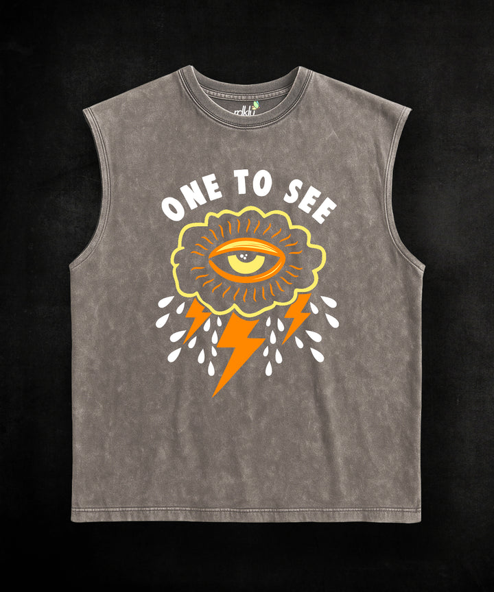 WASHED OUT PRINTED SLEEVELESS VEST #25