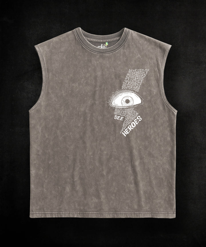 WASHED OUT PRINTED SLEEVELESS VEST #24