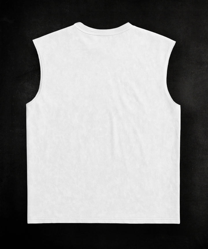 WASHED OUT RAW EDGE Printed* Sleeveless Vest#16