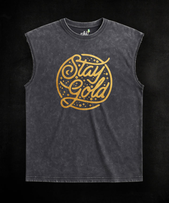 WASHED OUT PRINTED SLEEVELESS VEST #22