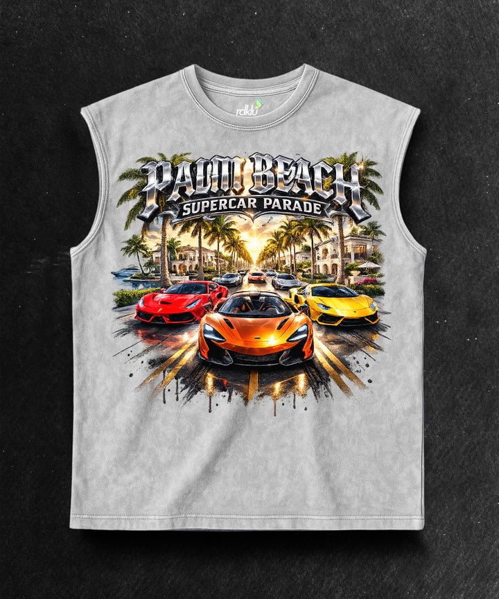 WASHED OUT RAW EDGE Printed* Sleeveless Vest#16