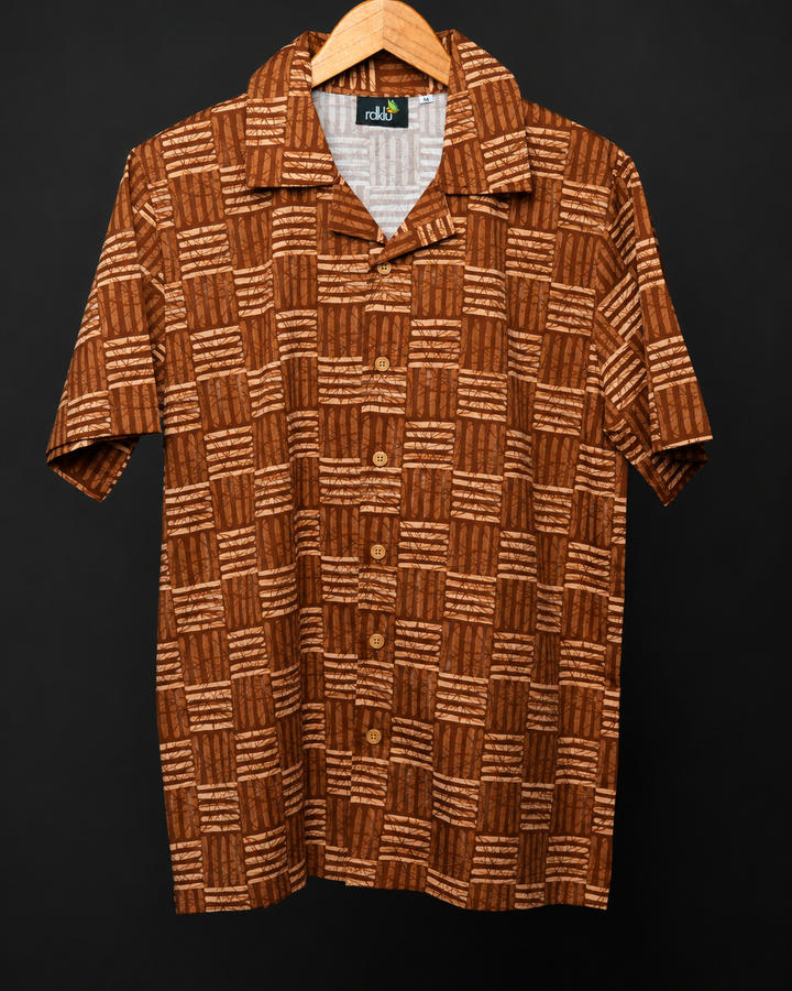 Cocoa Nomad* Printed Cuban Collar Shirt #188