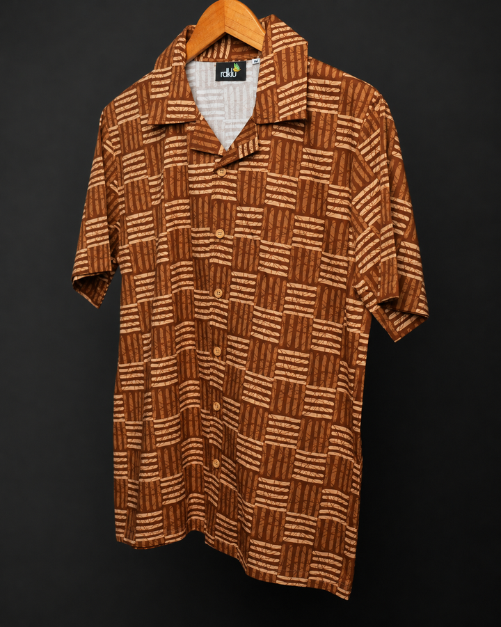 Cocoa Nomad* Printed Cuban Collar Shirt #188
