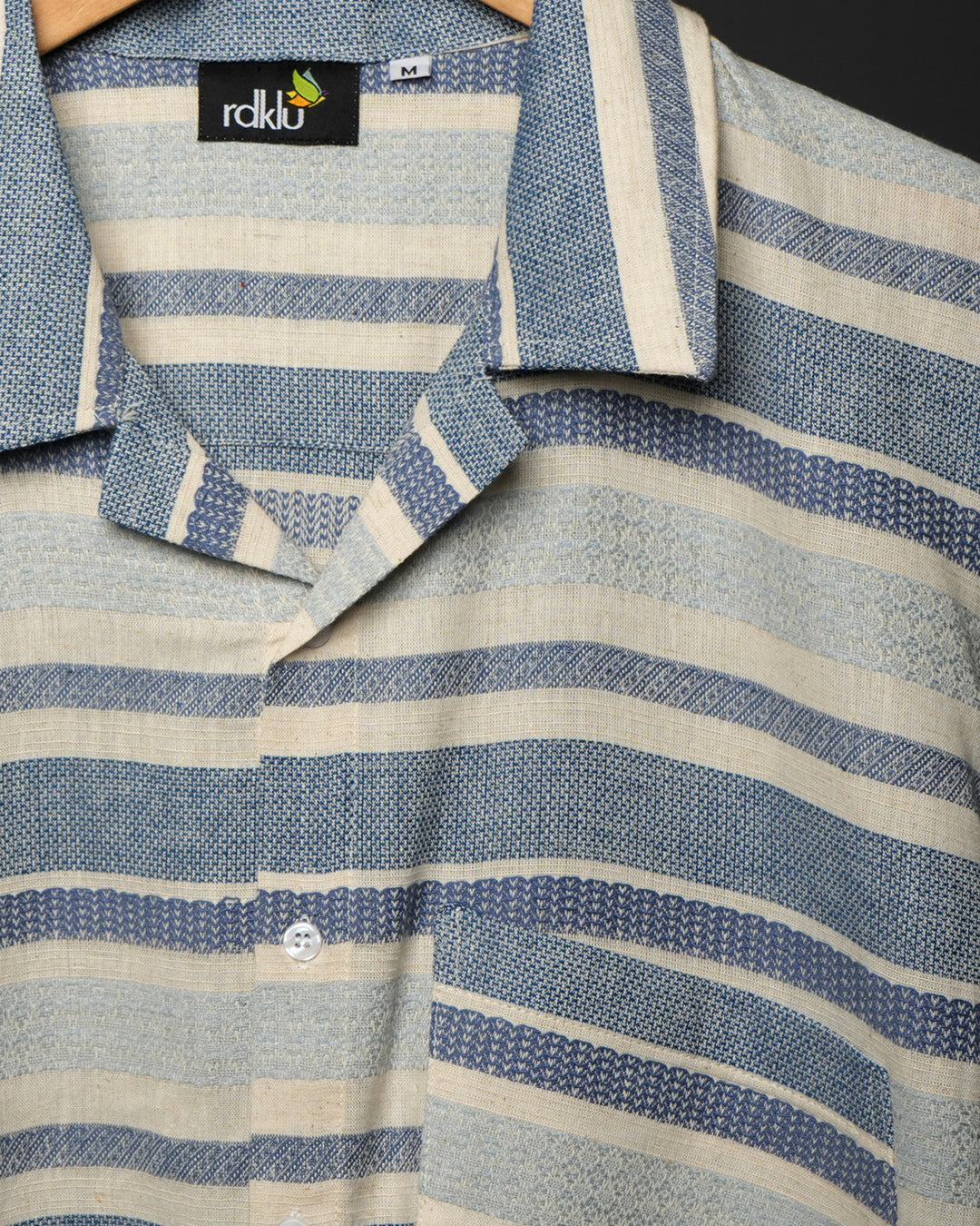 Blue Striped * Cuban Collar shirt #200