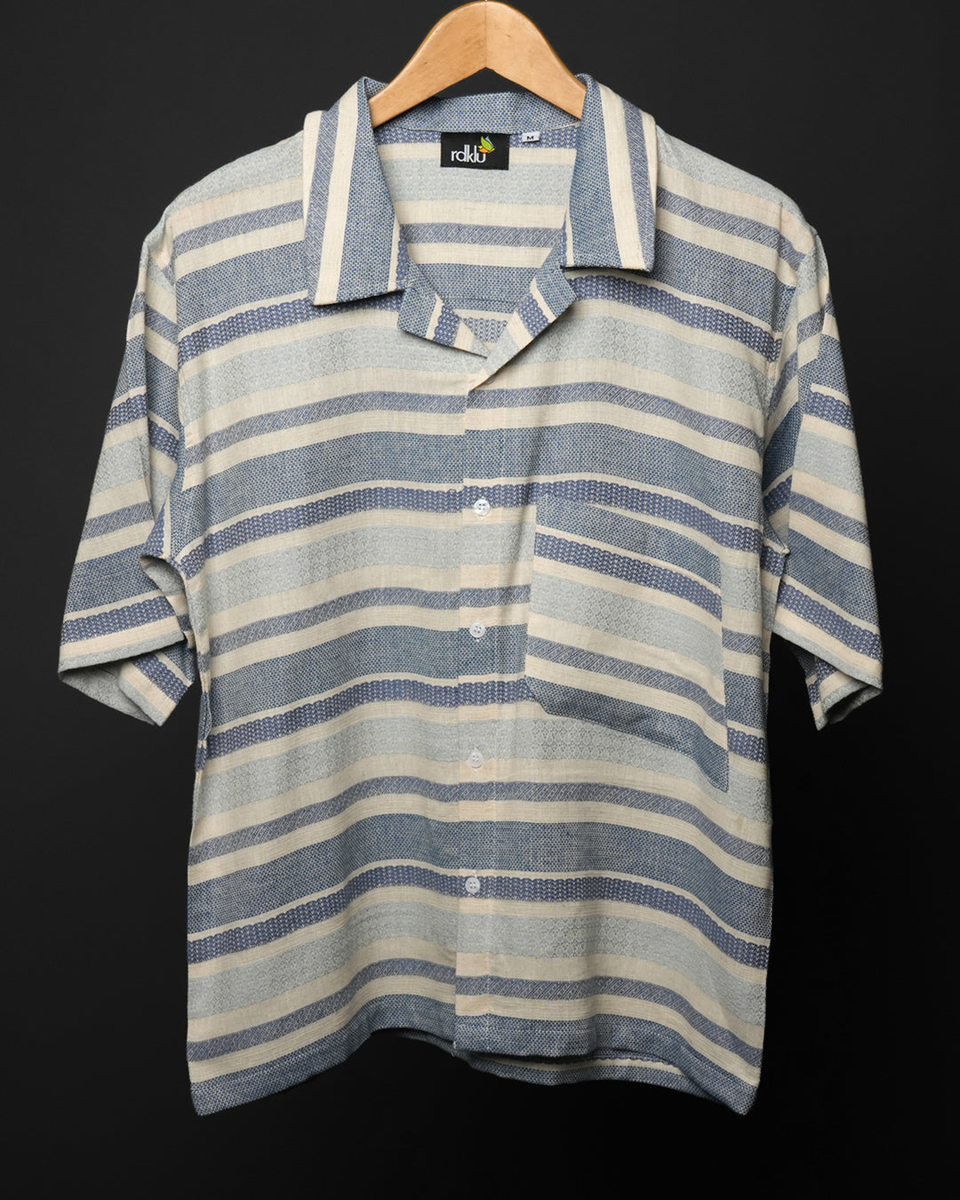 Blue Striped * Cuban Collar shirt #200