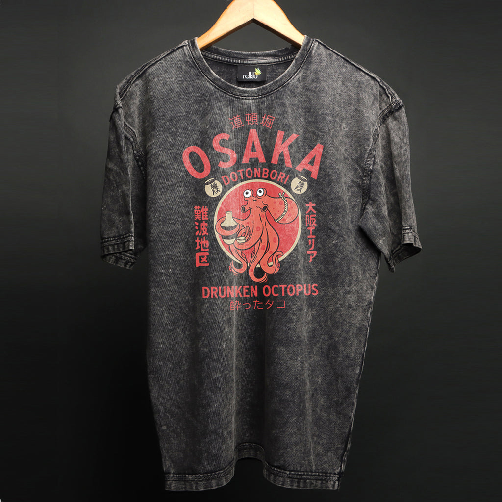 DOTONBORI - RAW EDGE HEAVY GSM ACID WASH PRINTED OVERSIZED