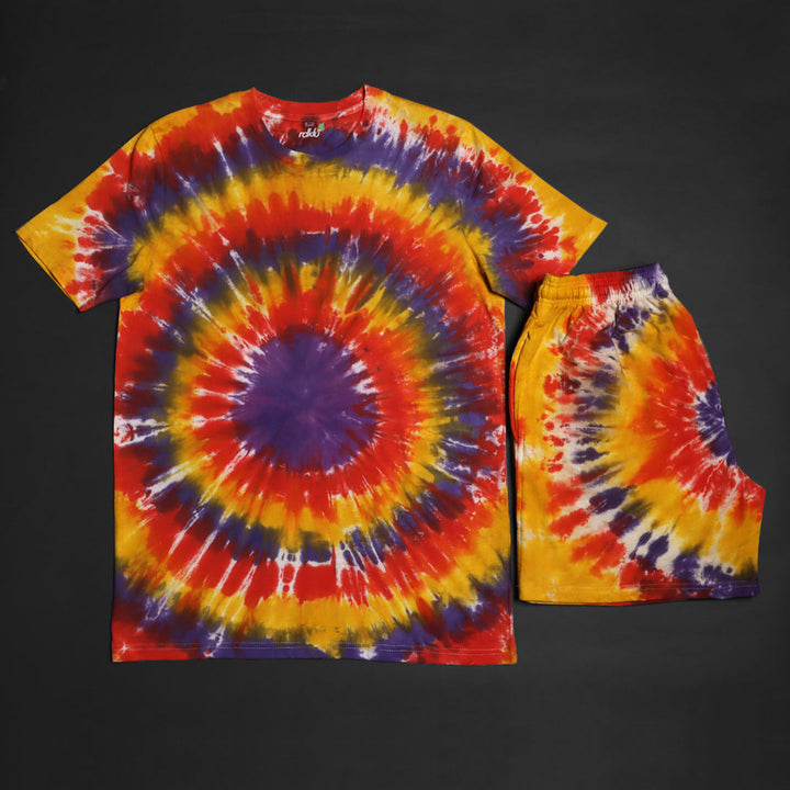 Men Tie And Dyed - Men's  Tie & Dye Co-Ord Tee & Shorts Set#10