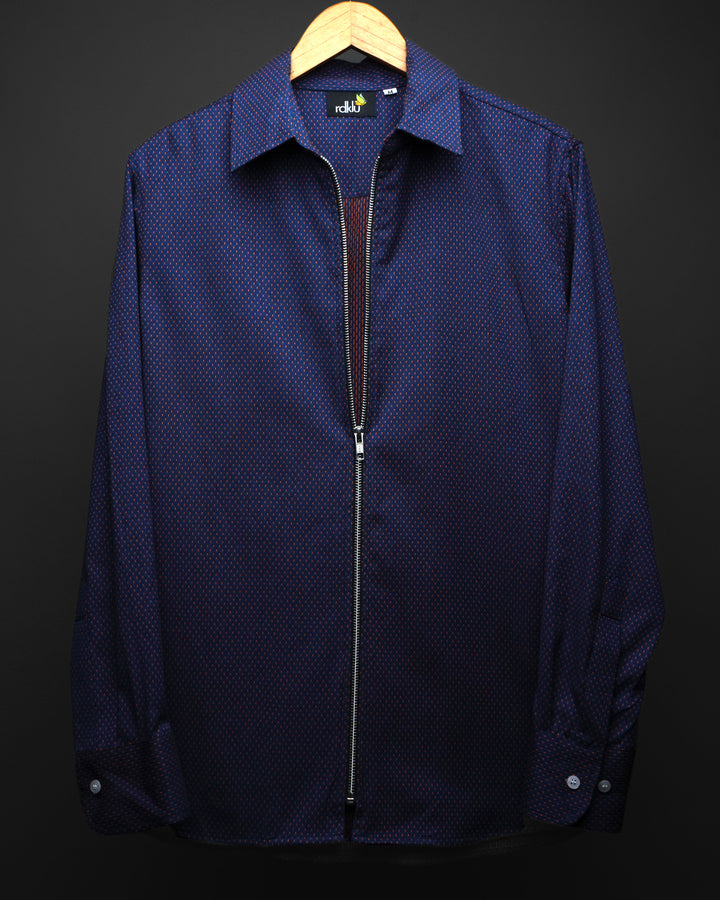 Midnight Dobby Zip Shirt Front #184
