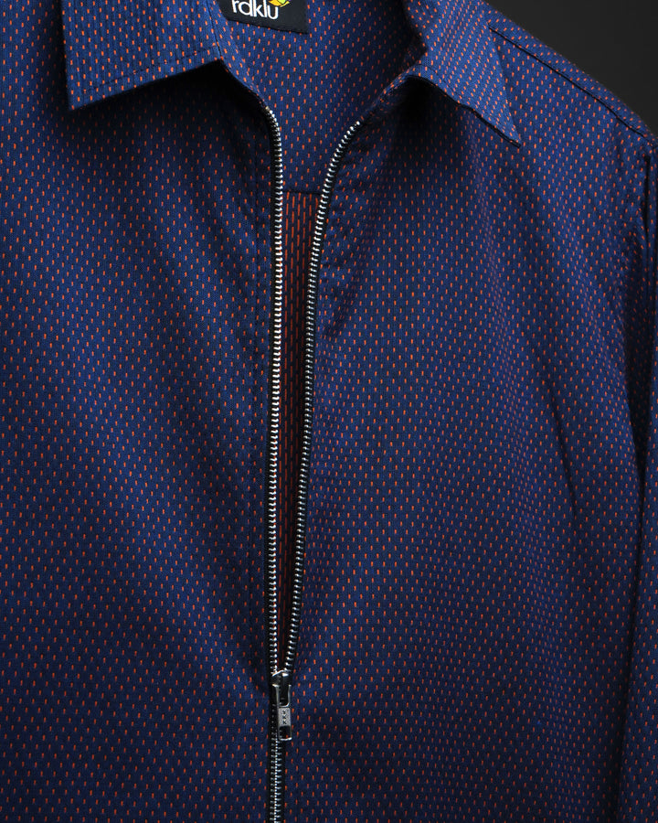 Midnight Dobby Zip Shirt Front #184