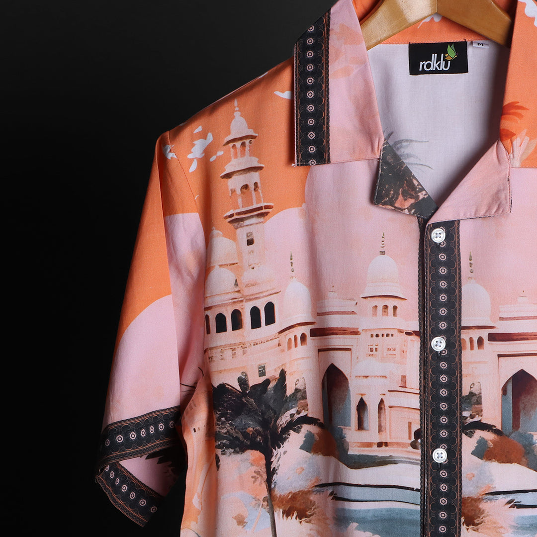 Prints - RDKLU * PINK SYMPHONY Cuban Collar Shirt For Men#632