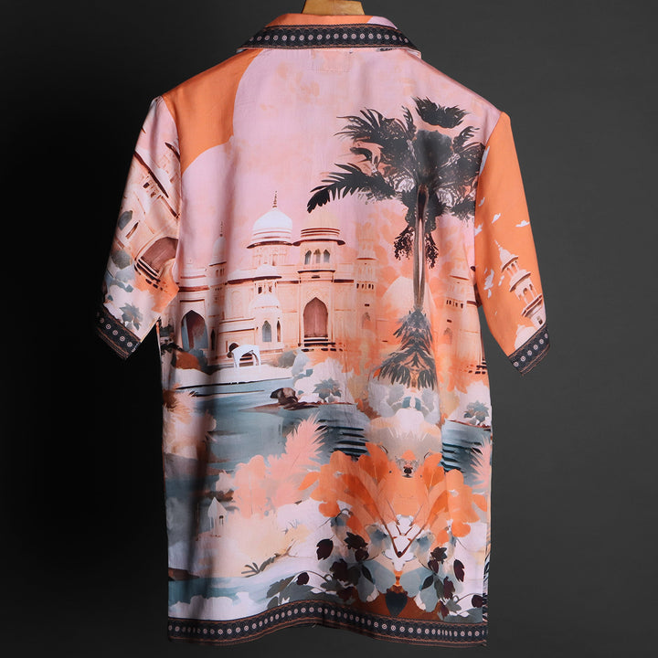 Prints - RDKLU * PINK SYMPHONY Cuban Collar Shirt For Men#632