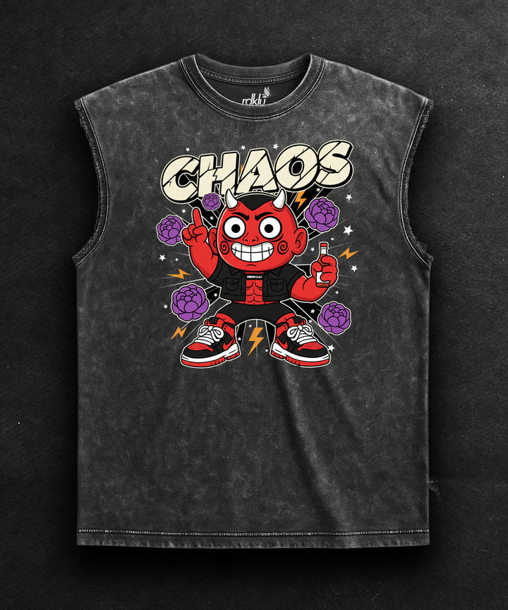 Devil's Playground * WASHED OUT PRINTED VEST #42