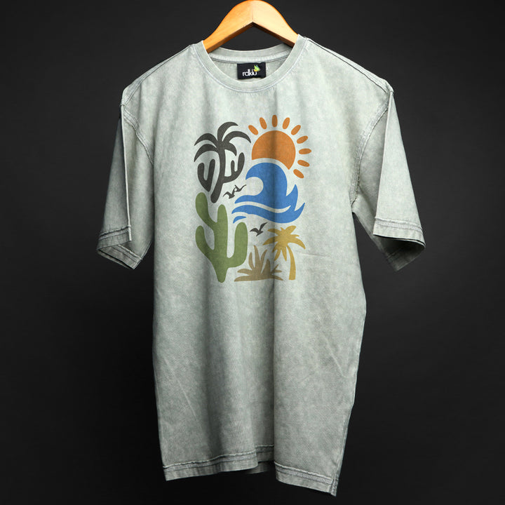 Caribbean Dawn - RAW EDGE * ACID HEAVY GSM PRINTED OVERSIZED TEE #26