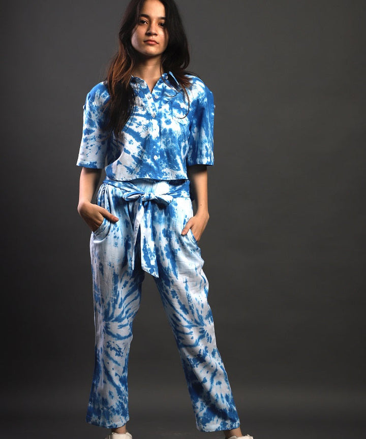 Women Tie & Dyed - TIE - DYE CO-ORD CROP SHIRT PANT SET#20