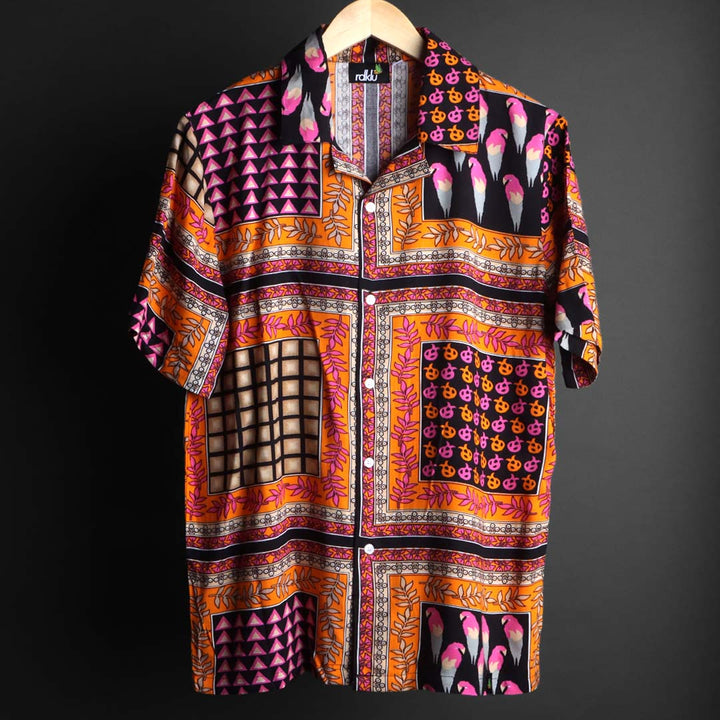 MOONRISE- Printed Cuban Collar Shirt For Men #113