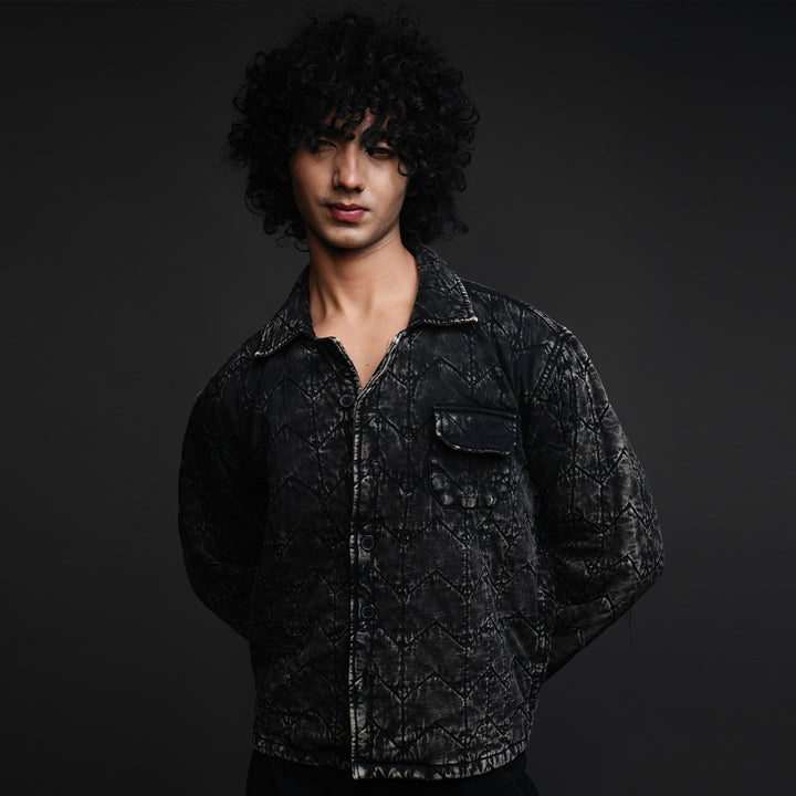 Static Noir* Quilted Acid Wash Jacket #16