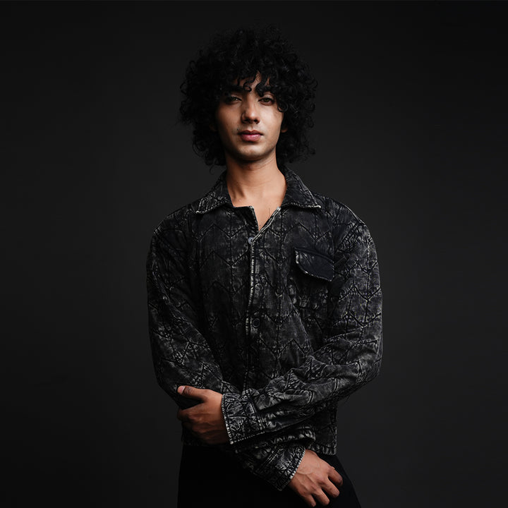 Static Noir* Quilted Acid Wash Jacket #16