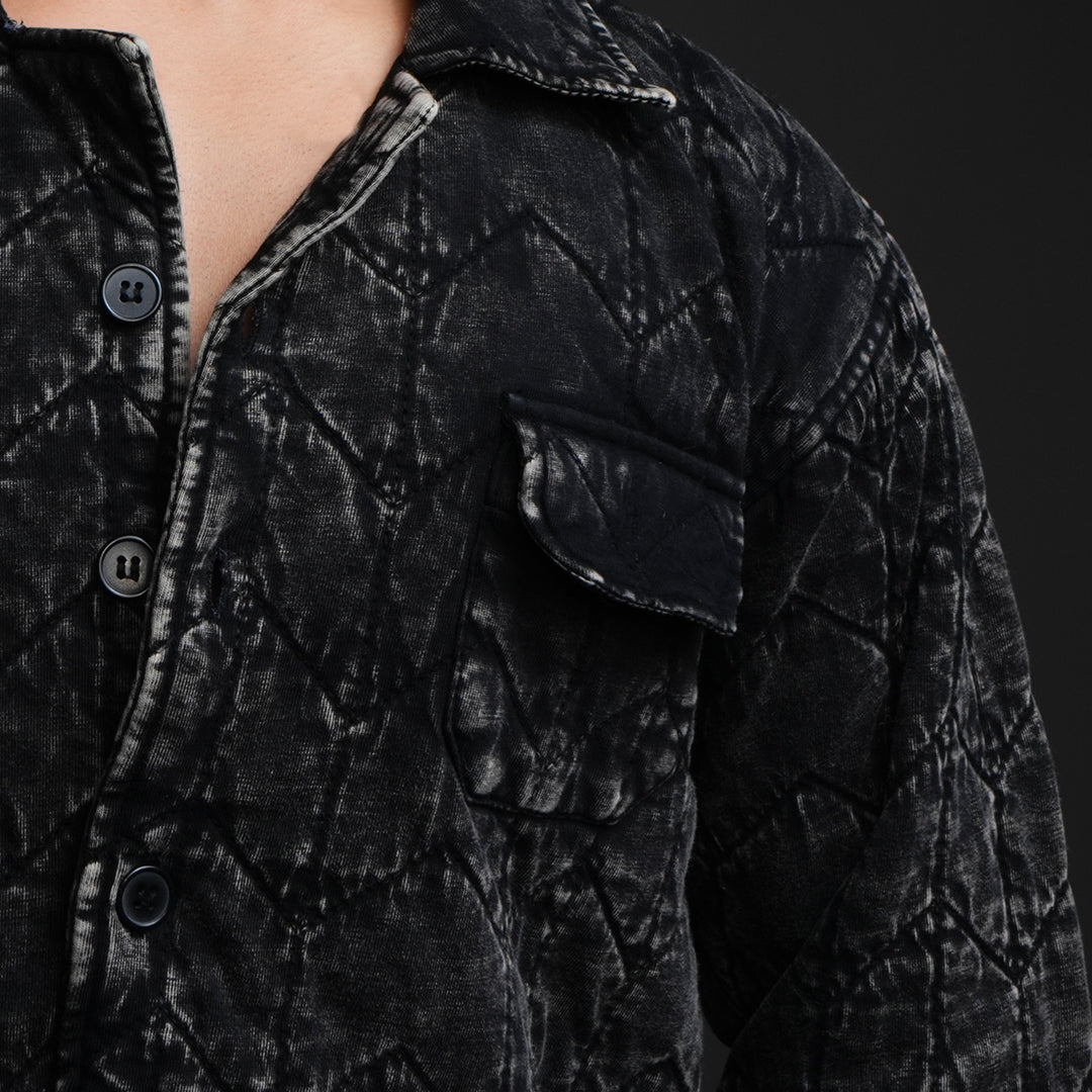 Static Noir* Quilted Acid Wash Jacket #16