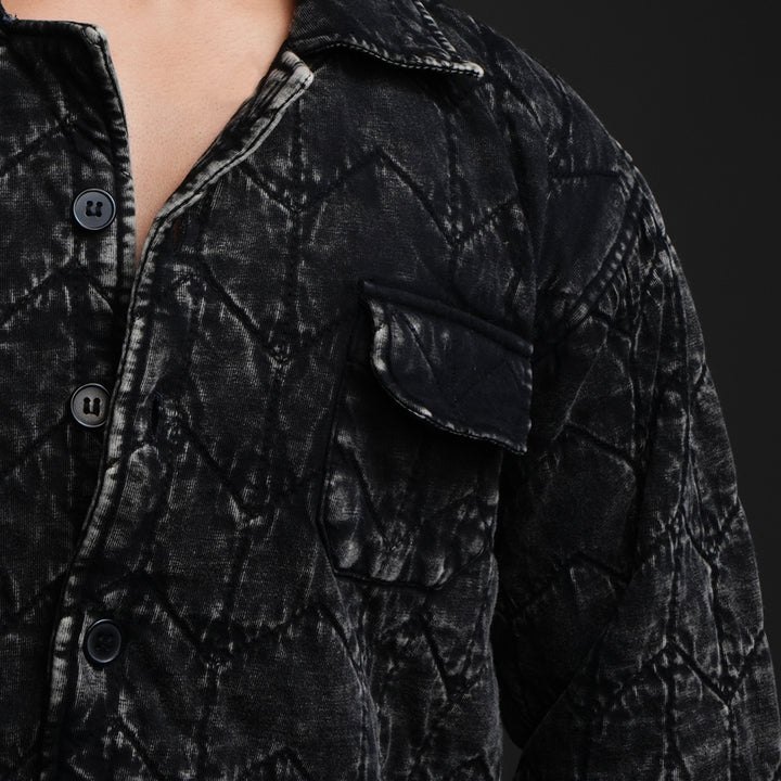 Static Noir* Quilted Acid Wash Jacket #16