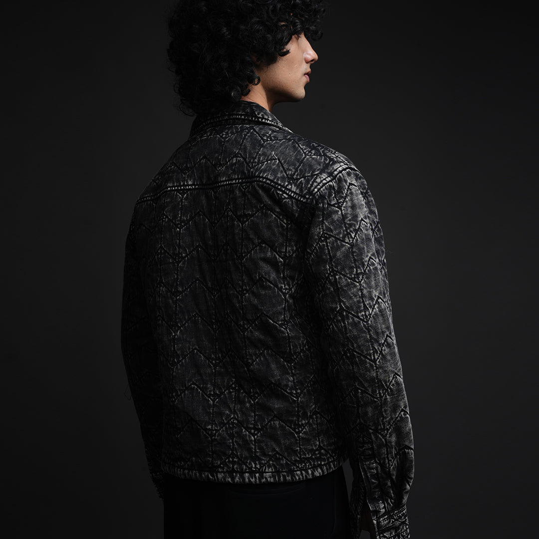 Static Noir* Quilted Acid Wash Jacket #16