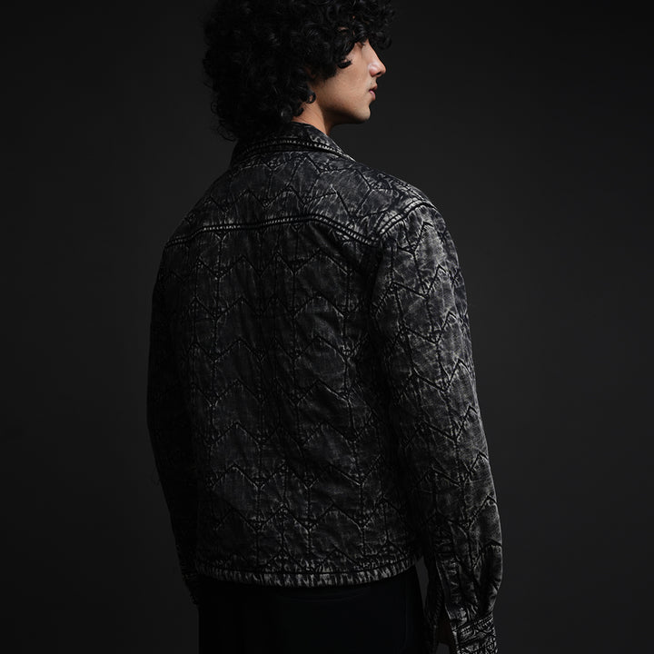 Static Noir* Quilted Acid Wash Jacket #16