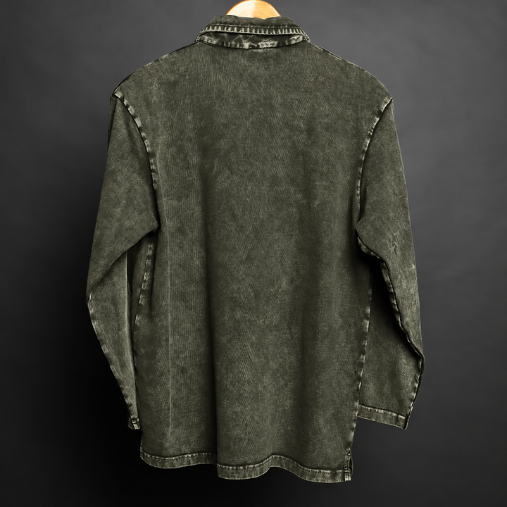 Forest* Acid Wash Full Sleeve Polo Tee #69
