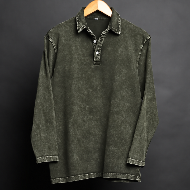 Forest* Acid Wash Full Sleeve Polo Tee #69