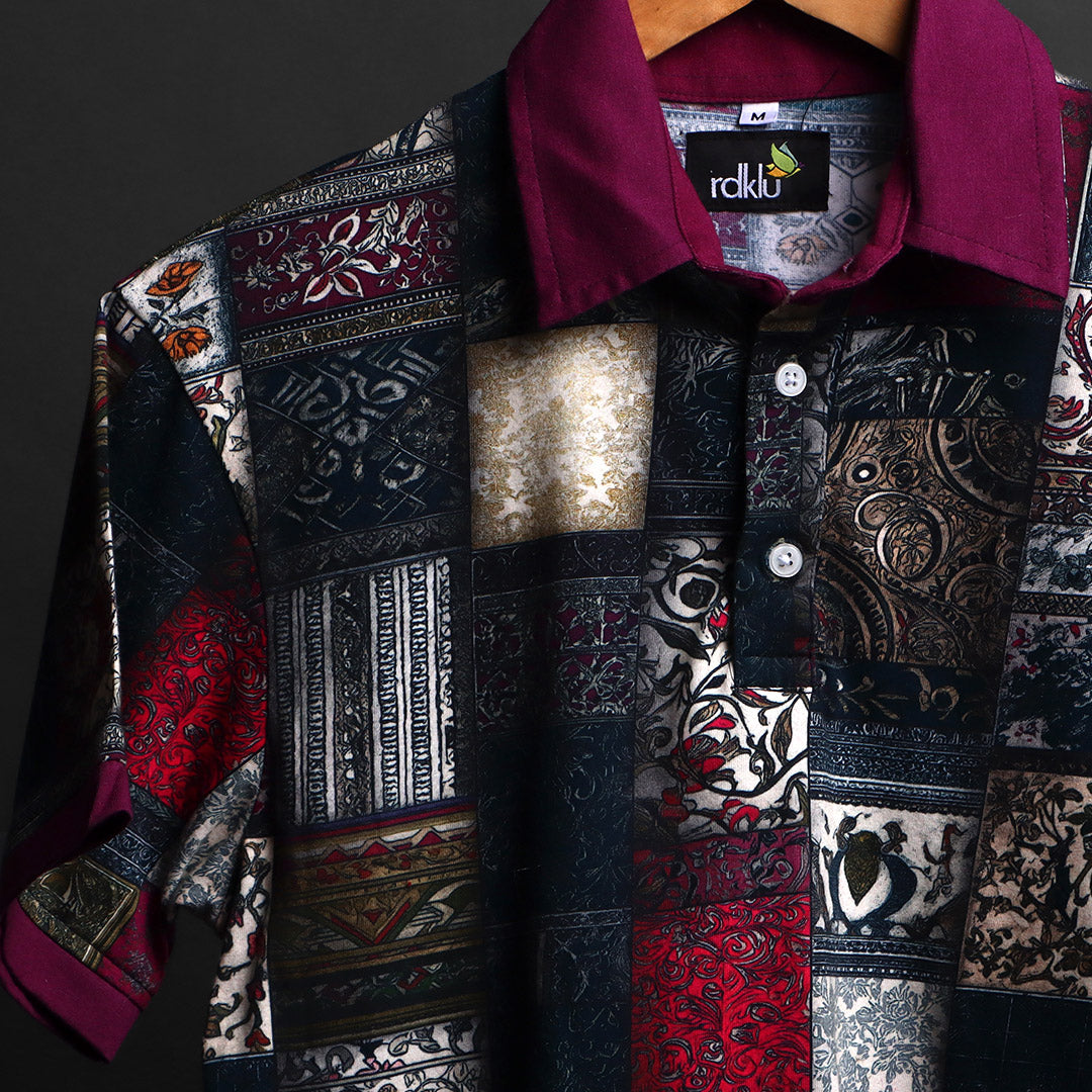 Mens Cotton Printed Polo Tee#25