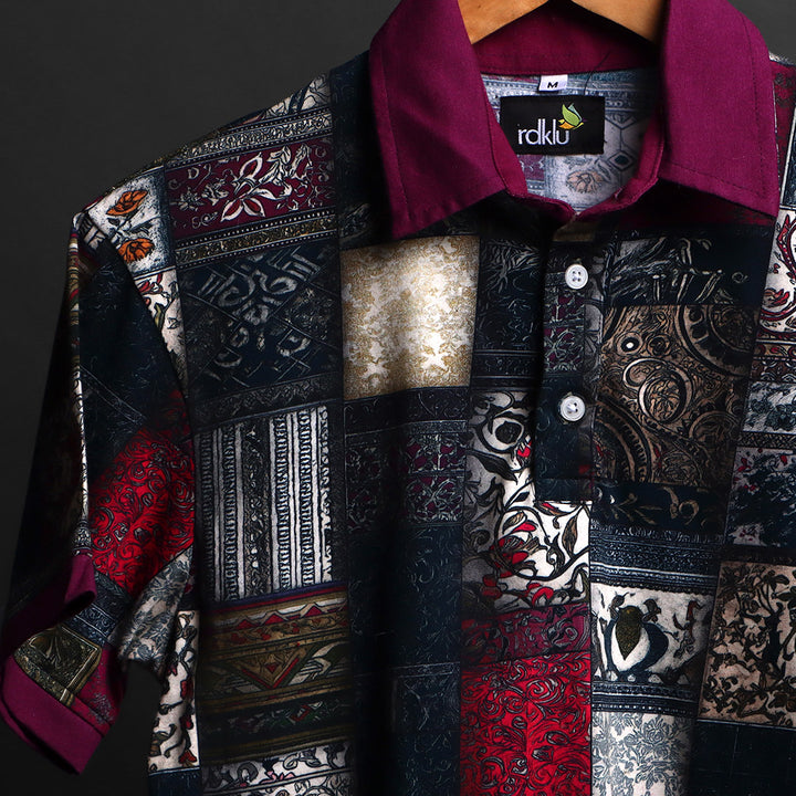 Mens Cotton Printed Polo Tee#25