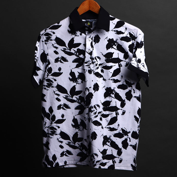 Mens Cotton Printed Polo Tee#24