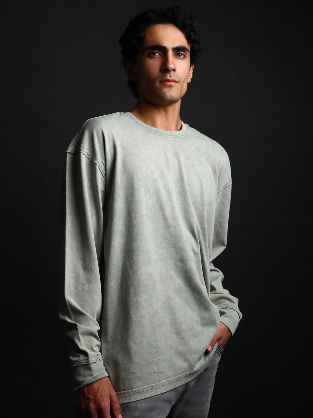 SILVER HAZE * WASHED OUT BASIC LONGSLEEVES TEE #9