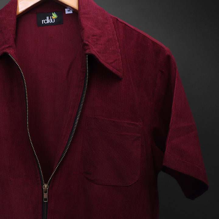 Crimson * Corduroy Zipper Shirt #132