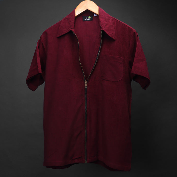 Crimson * Corduroy Zipper Shirt #132