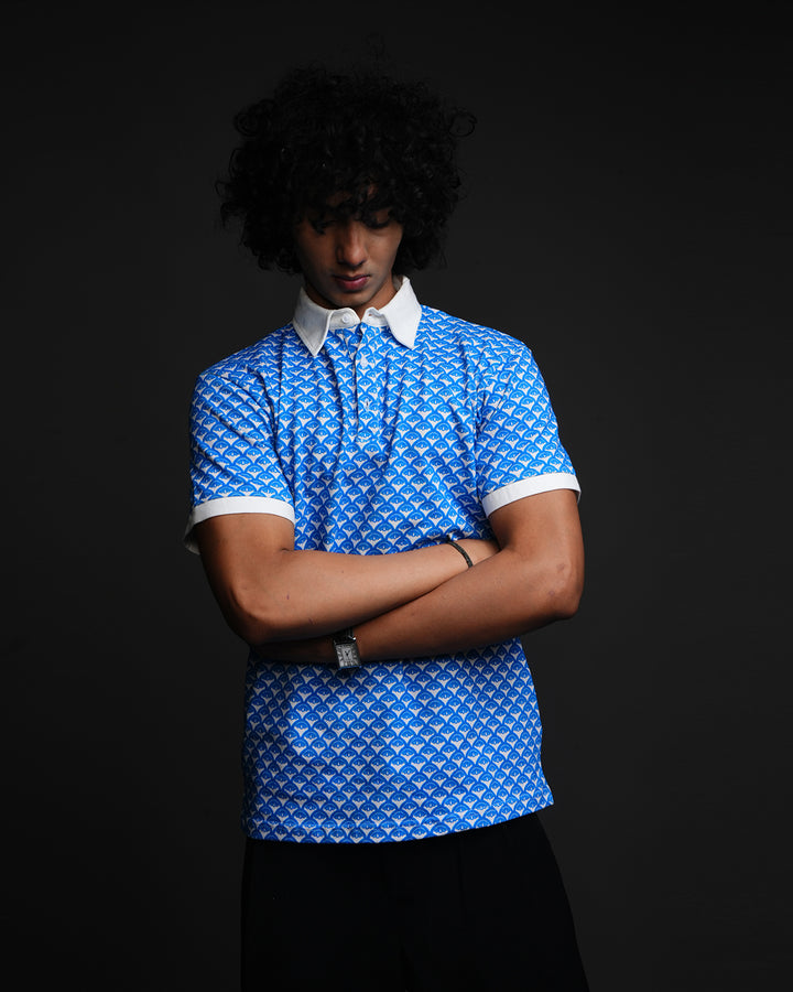 Cobalt Arc* Mens Cotton Printed Polo Tee#67
