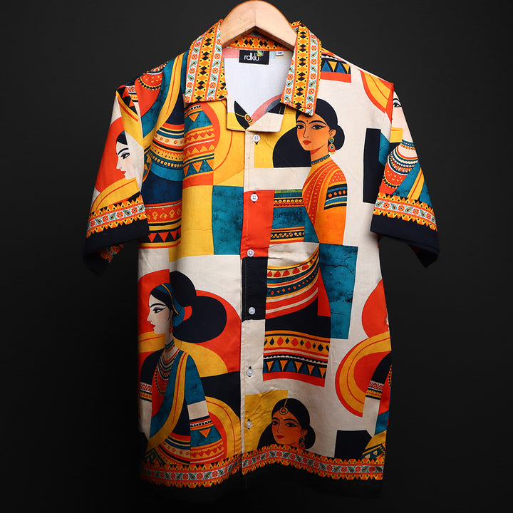 Adhya- Unisex Printed Cuban Collar Shirt #159