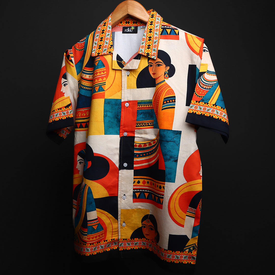 Adhya- Unisex Printed Cuban Collar Shirt #159