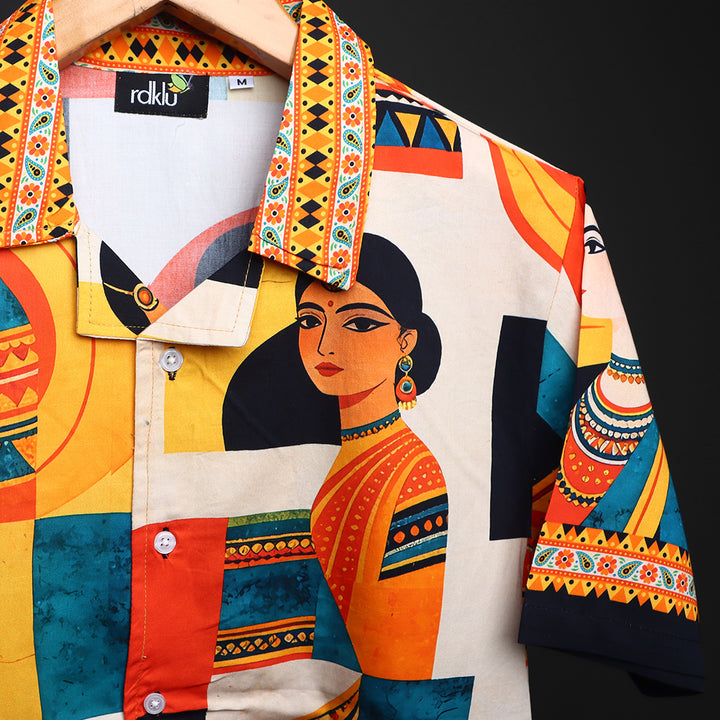Adhya- Unisex Printed Cuban Collar Shirt #159