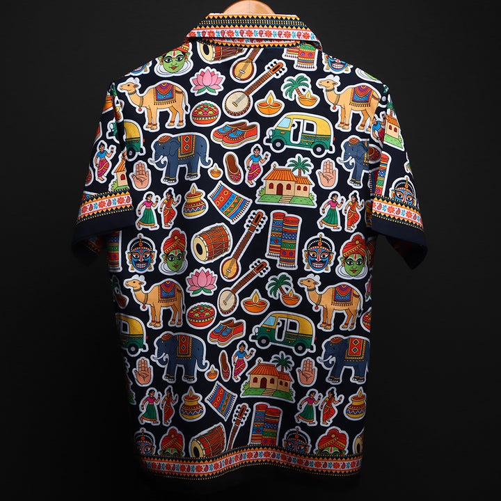 Rang - Unisex Printed Cuban Collar Shirt #157