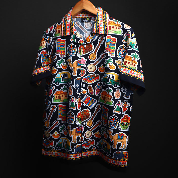 Rang - Unisex Printed Cuban Collar Shirt #157
